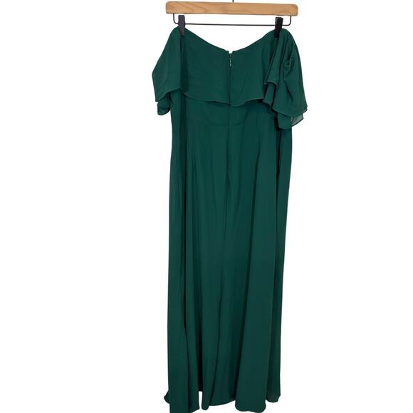 Lulu's Enchanting Endeavor Green Ruffled Off Shoulder Maxi Dress 1X NWT Holiday - Picture 6 of 7
